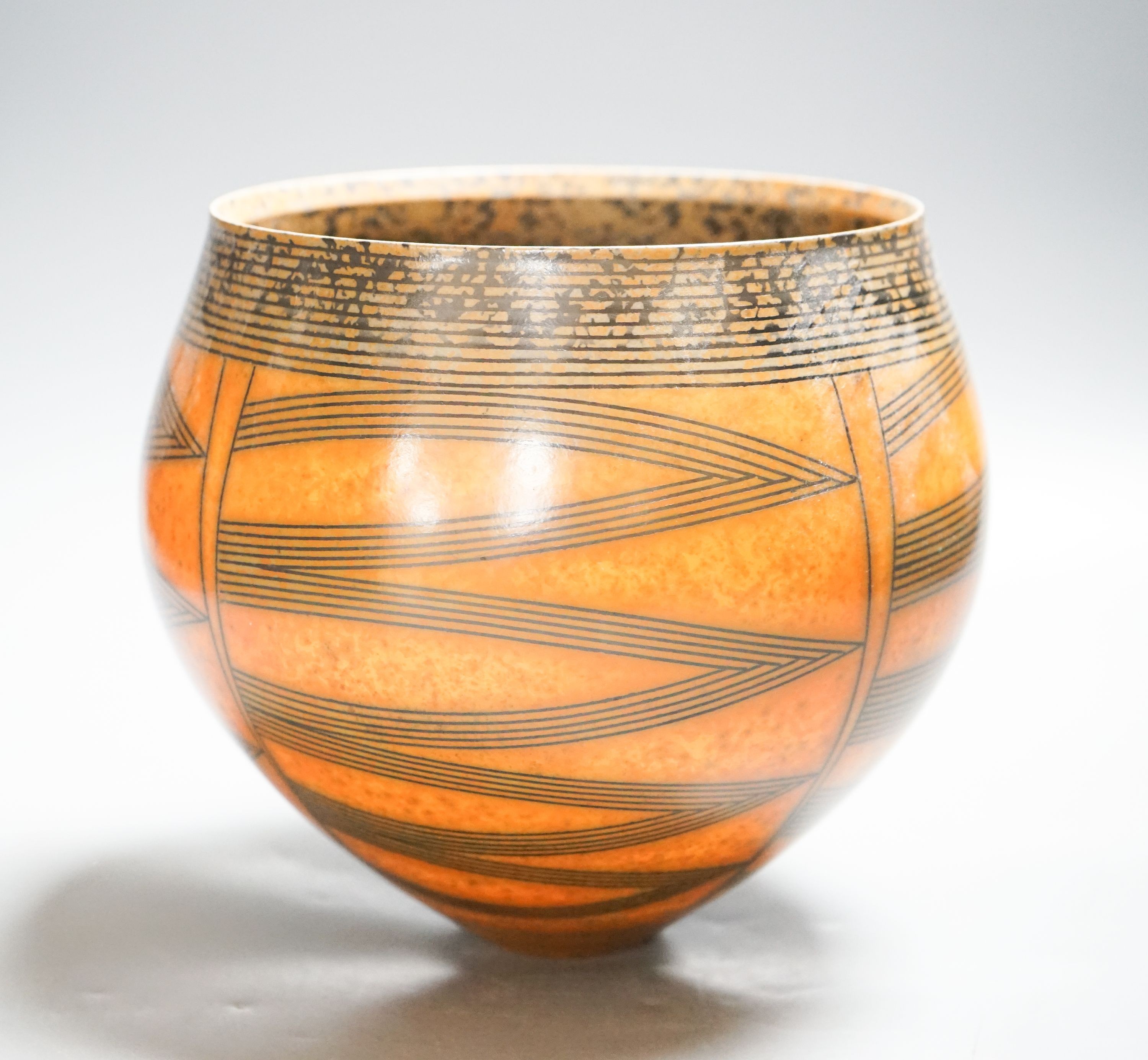 Duncan Ross (b.1943), a burnished terra-sigillata globular vase 21cm wide, 19cm high